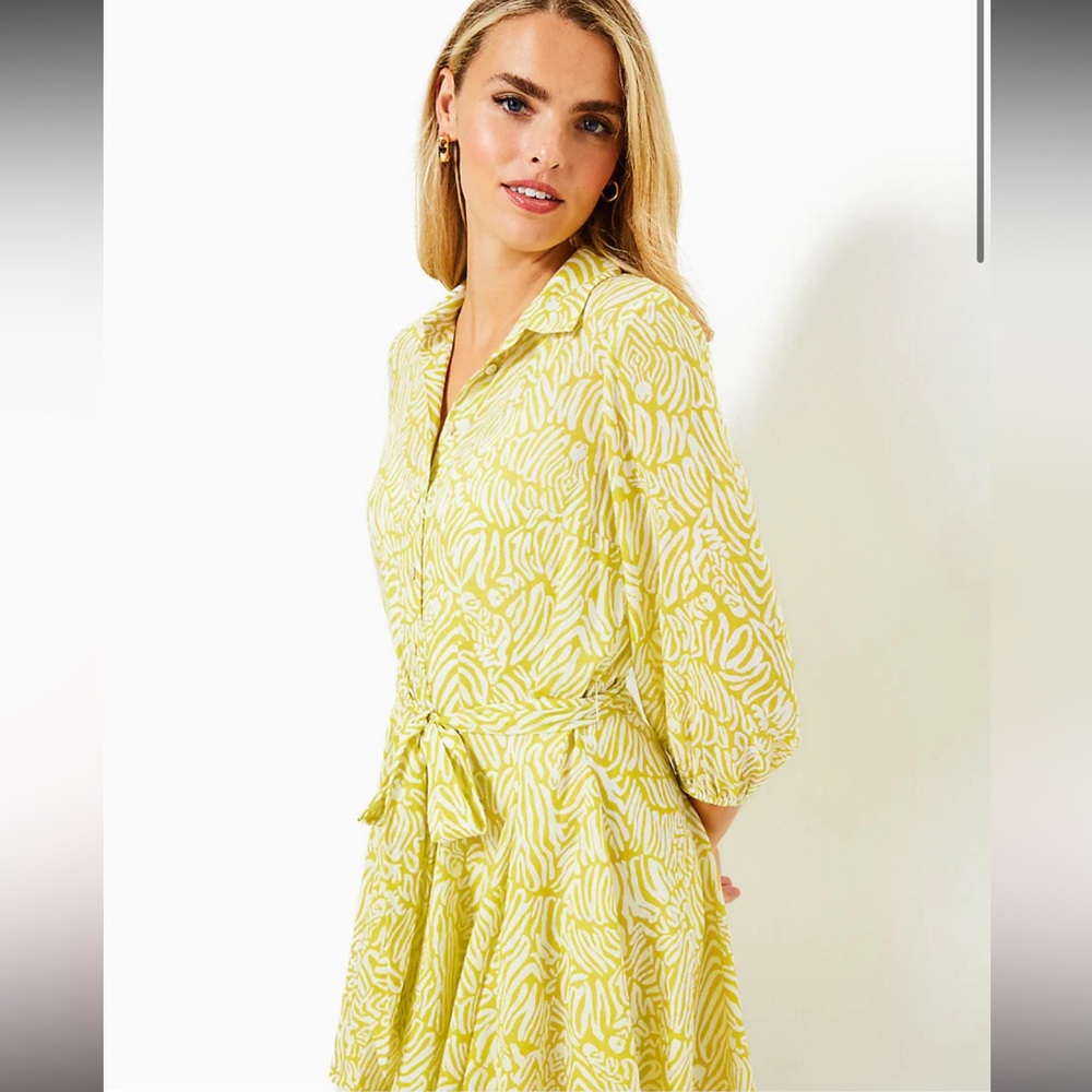 Lilly Pulitzer Melony Shirtdress - Jardin Green Zee Bebe Size 00 - Picture 3 of 14